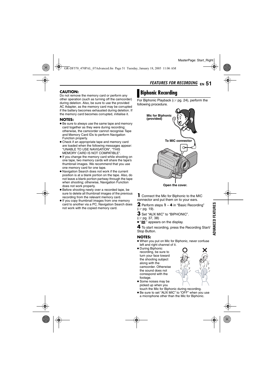 Biphonic recording, Pg. 51) | JVC GR-DF470 User Manual | Page 51 / 68