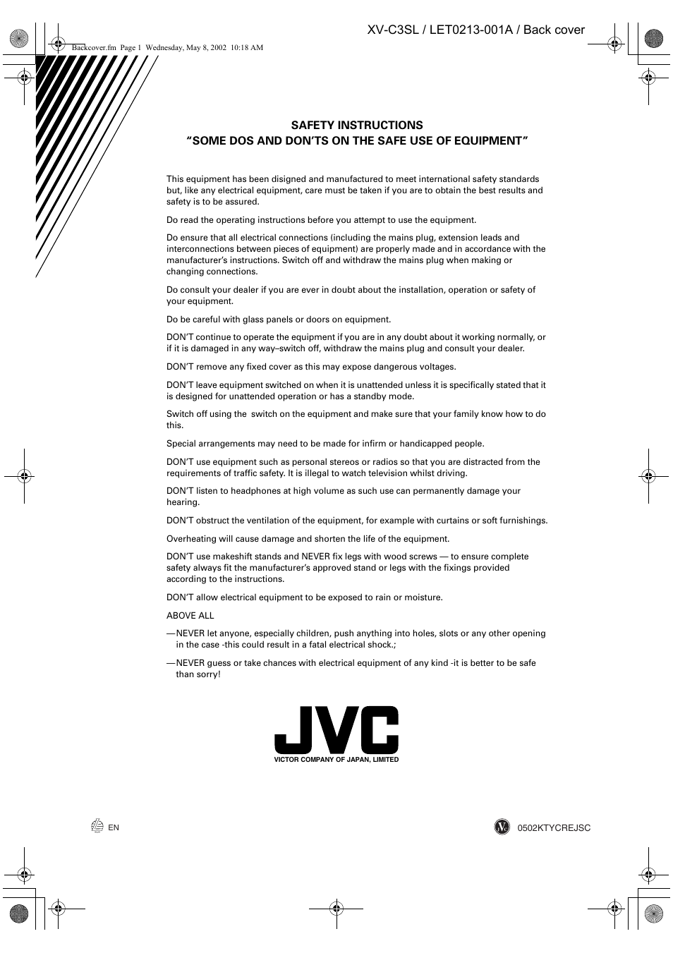 Back | JVC LET0213-001A User Manual | Page 60 / 62