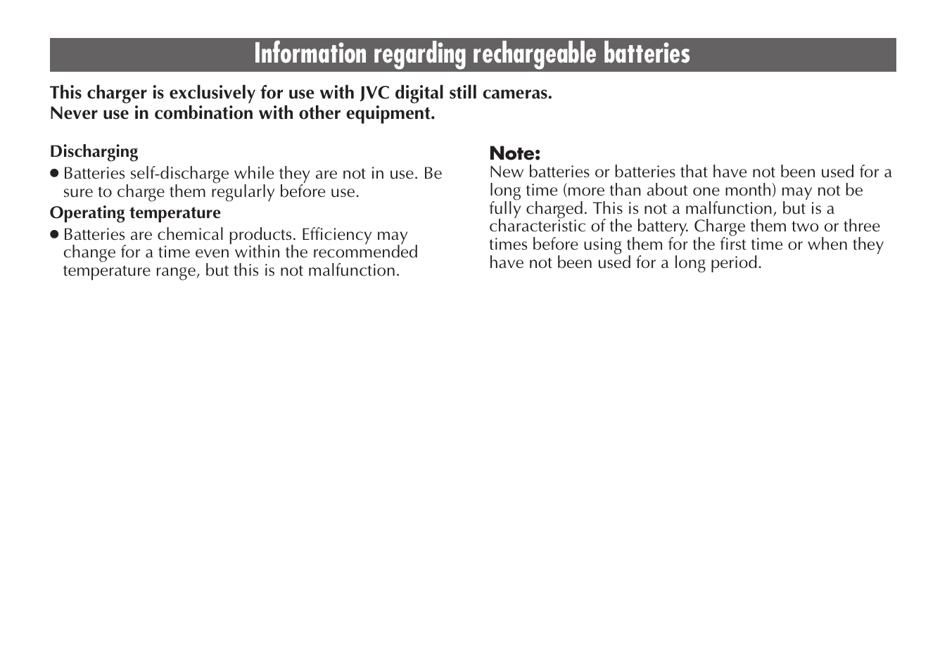 Information regarding rechargeable batteries | JVC BH-VC20EG/EK User Manual | Page 10 / 32