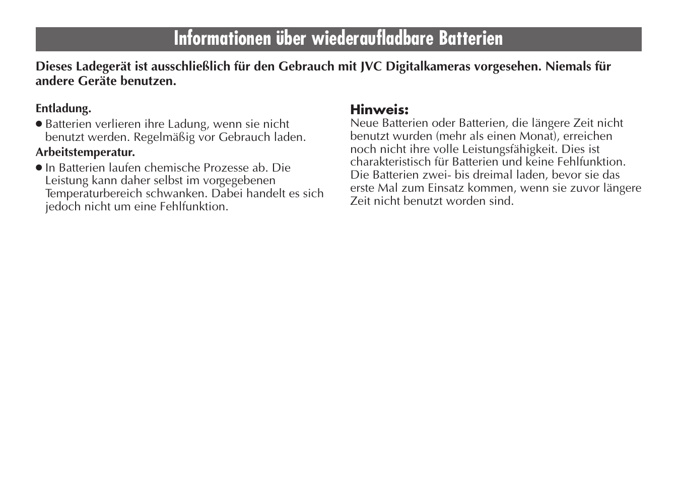 Informationen über wiederaufladbare batterien | JVC BH-VC20EG/EK User Manual | Page 20 / 32