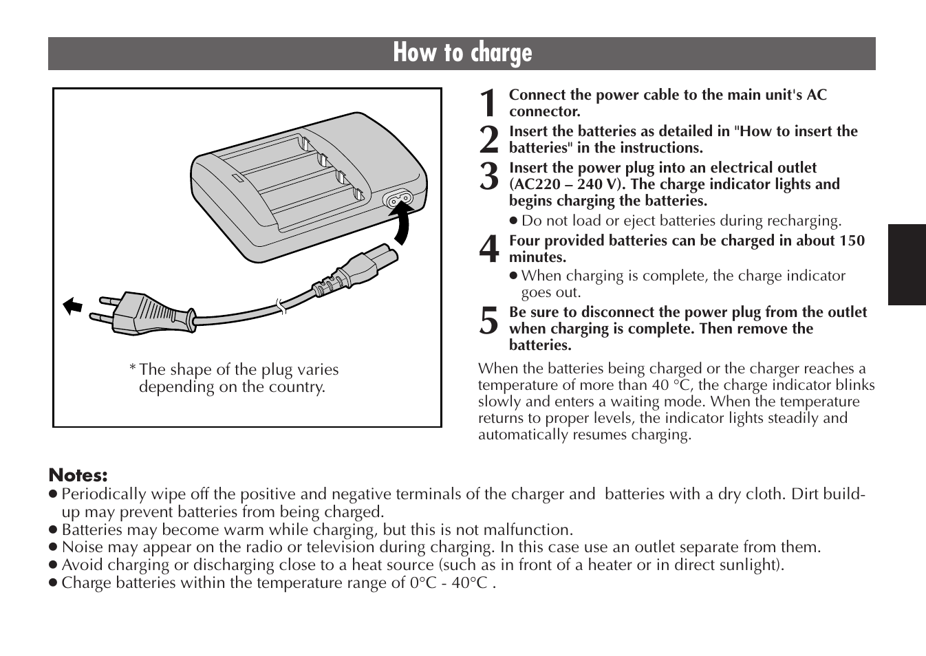 How to charge | JVC BH-VC20EG/EK User Manual | Page 9 / 32