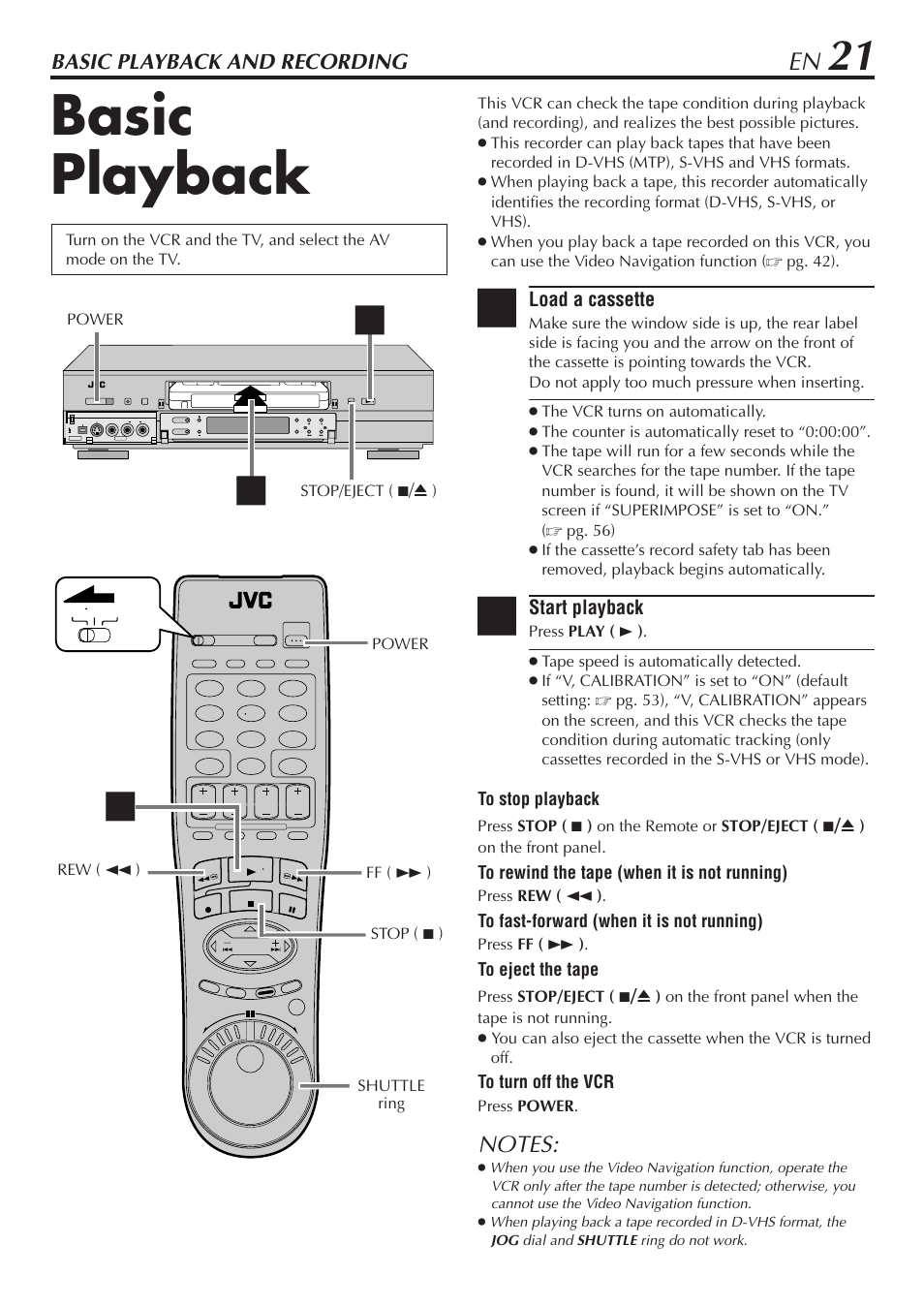 Basic playback and recording, Basic playback | JVC HM-DH30000U User Manual | Page 21 / 84