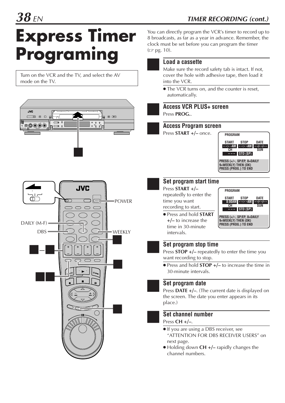 Express timer programing | JVC HM-DH30000U User Manual | Page 38 / 84