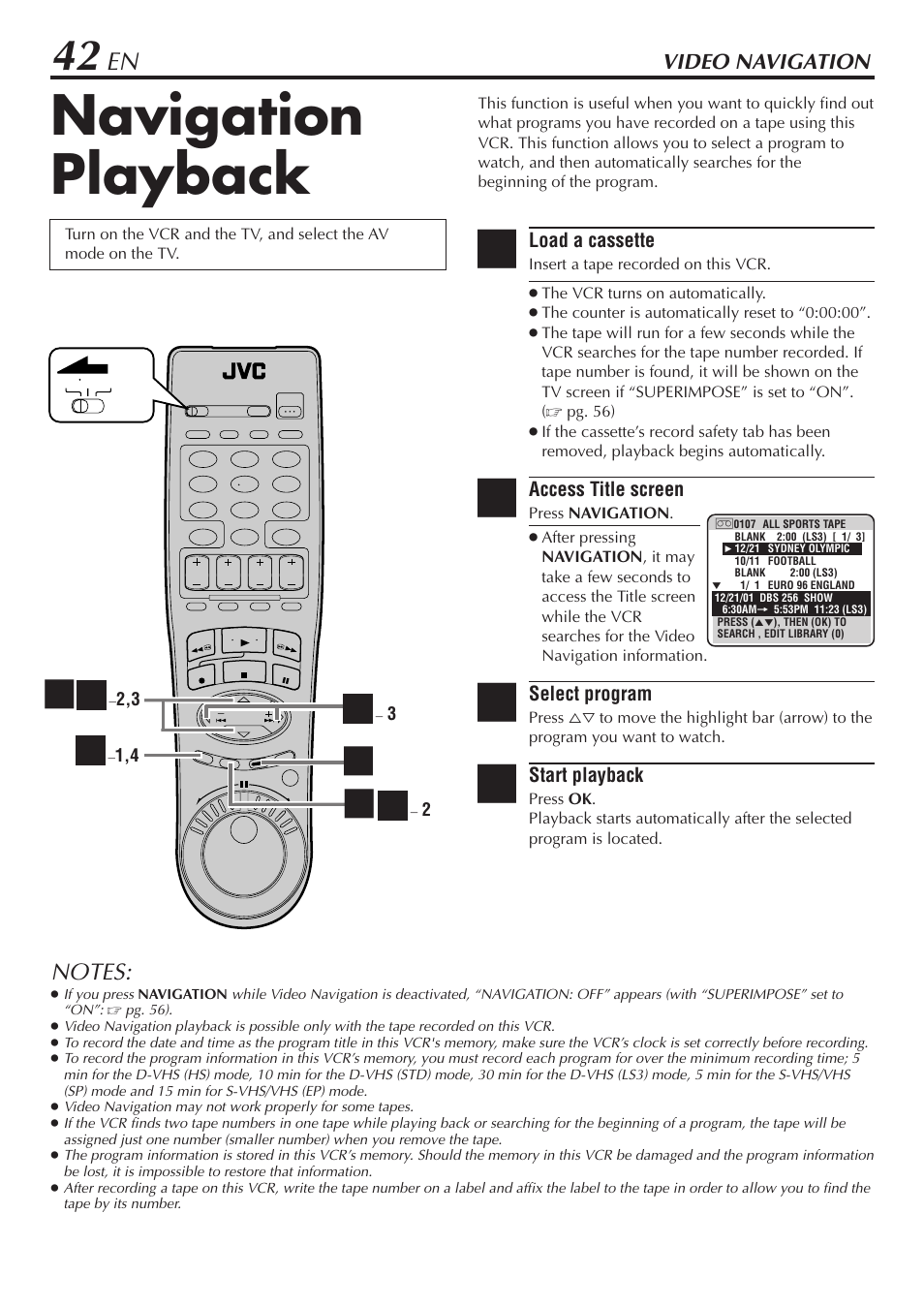 Video navigation, Navigation playback | JVC HM-DH30000U User Manual | Page 42 / 84