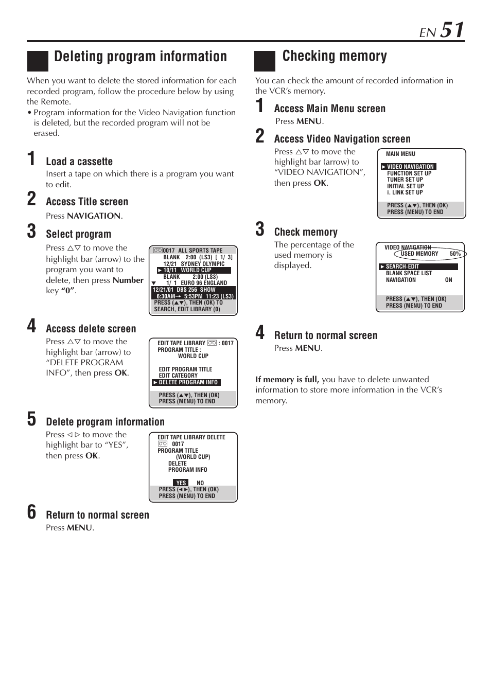 Deleting program information | JVC HM-DH30000U User Manual | Page 51 / 84