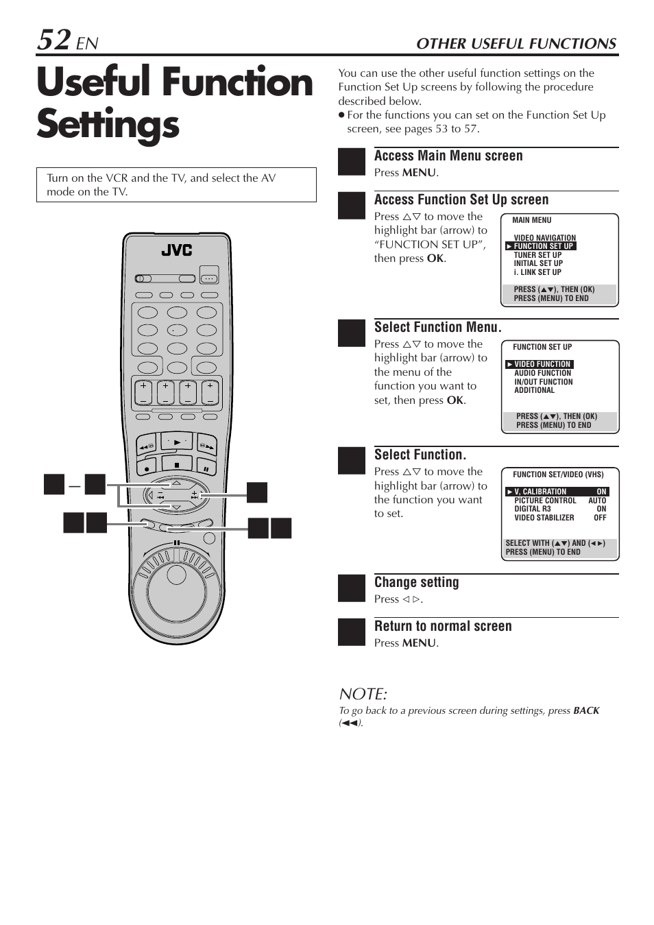 Other useful functions, Useful function settings | JVC HM-DH30000U User Manual | Page 52 / 84