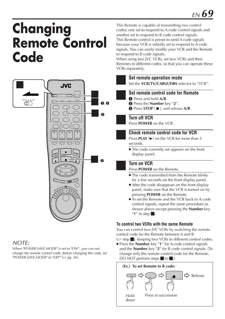 Changing remote control code | JVC HM-DH30000U User Manual | Page 69 / 84