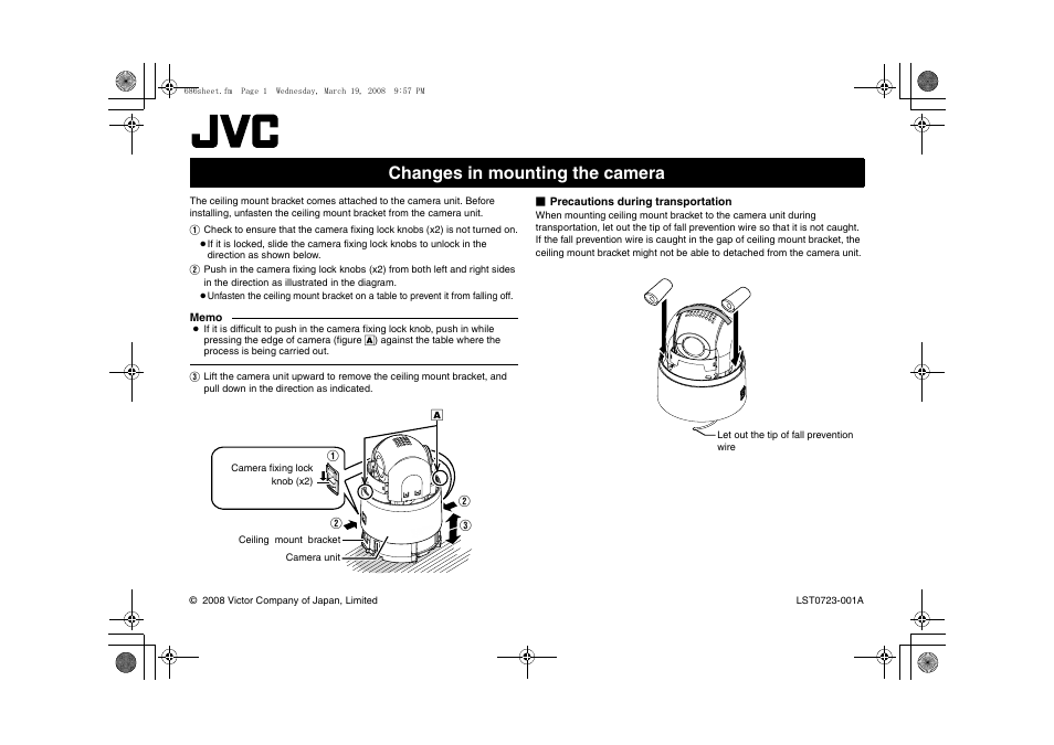 JVC LST0723-001A User Manual | 1 page