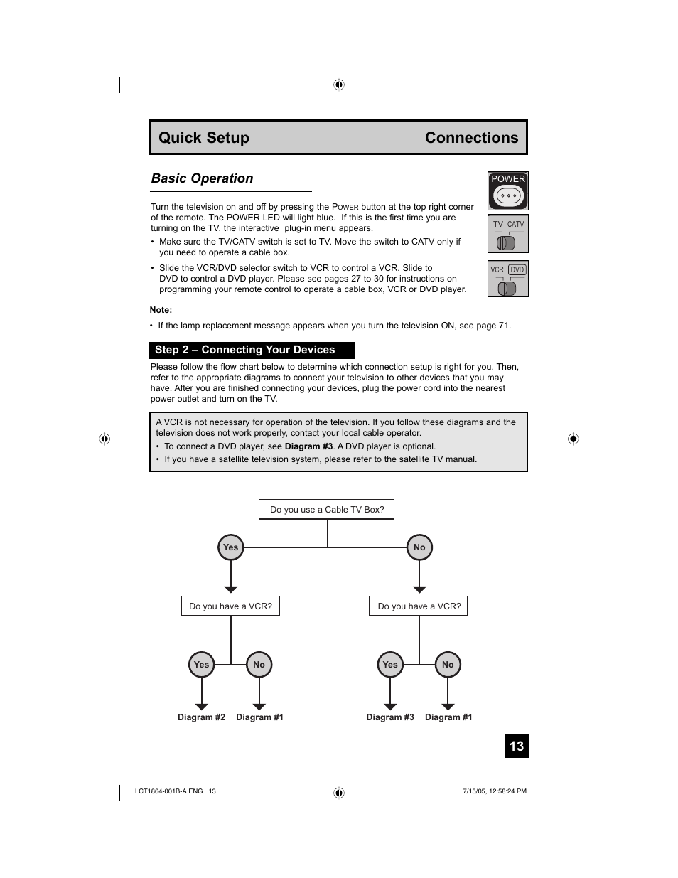 Quick setup connections, Basic operation | JVC HD-52G566 User Manual | Page 13 / 80