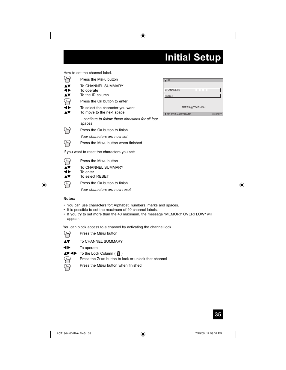 Initial setup | JVC HD-52G566 User Manual | Page 35 / 80