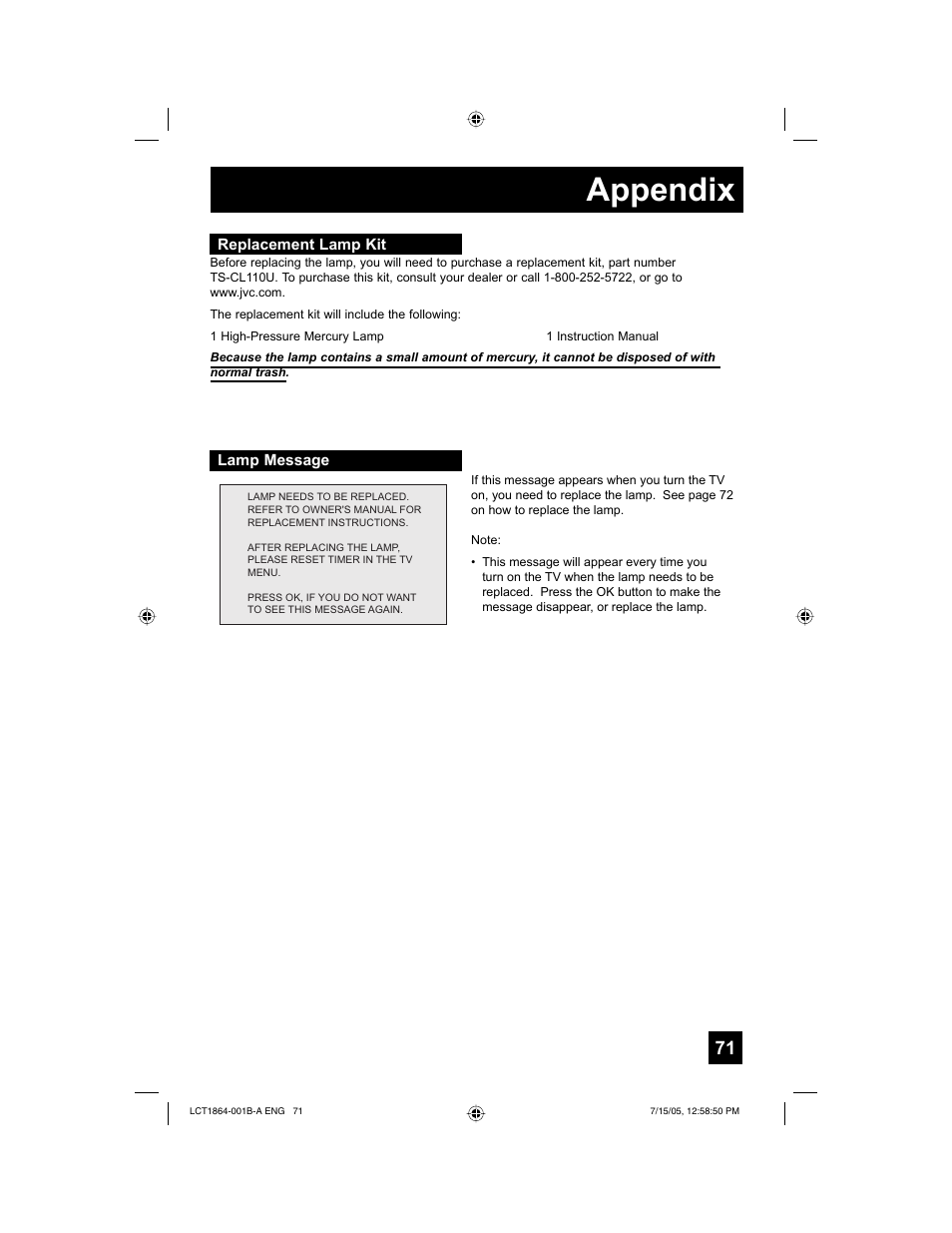 Appendix | JVC HD-52G566 User Manual | Page 71 / 80