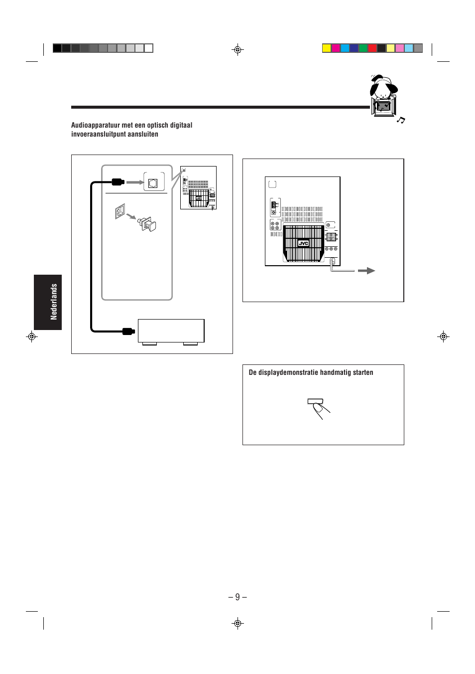 Nederlands, Houd demo meer dan 2 seconden ingedrukt, De displaydemonstratie handmatig starten | Right left | JVC CA-MXJ850R User Manual | Page 14 / 36