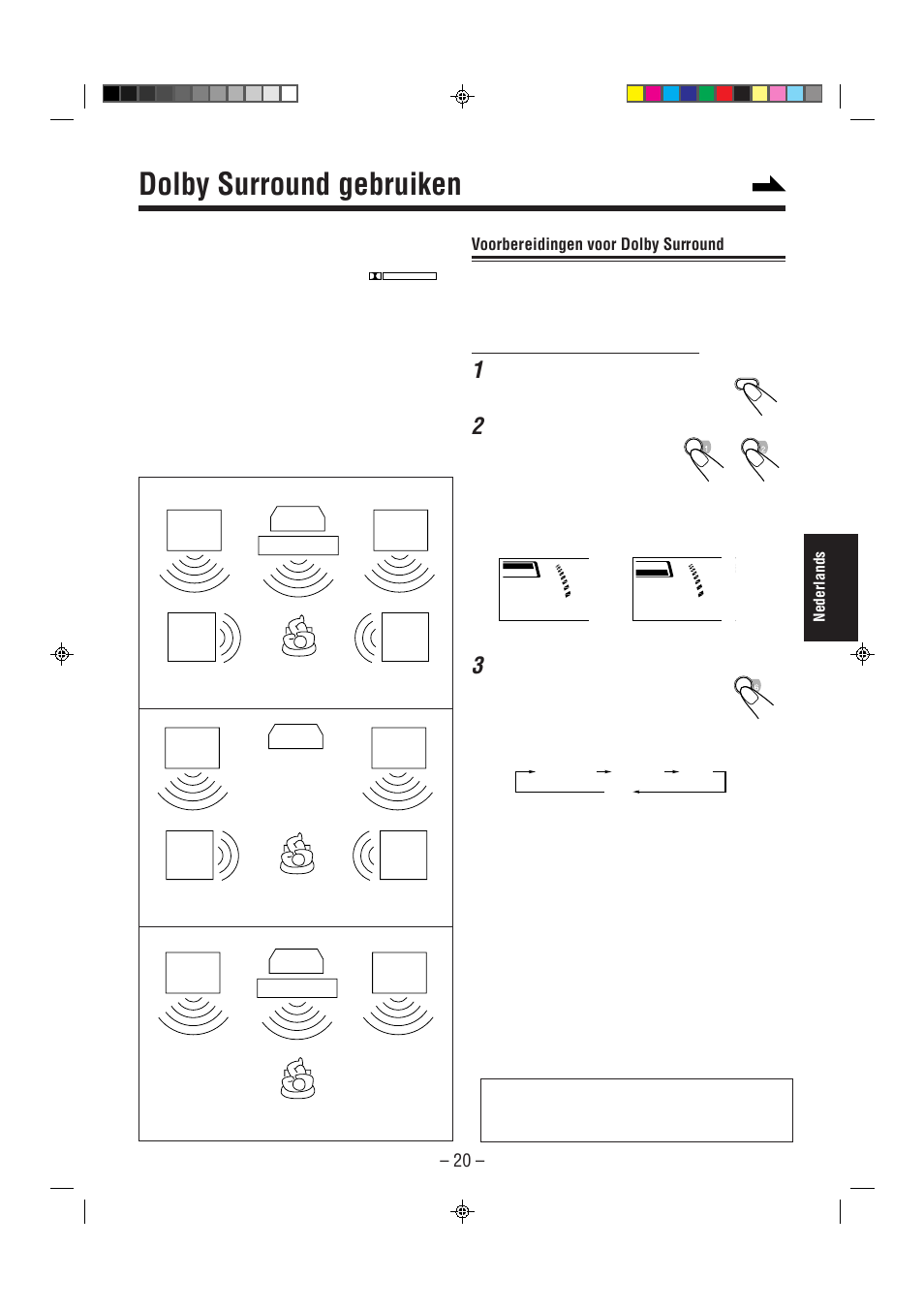 Dolby surround gebruiken, Voorbereidingen voor dolby surround | JVC CA-MXJ850R User Manual | Page 25 / 36