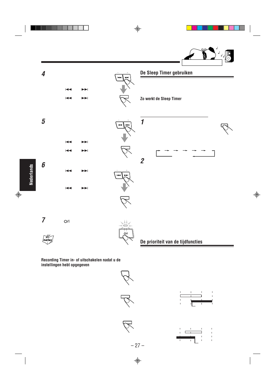 De sleep timer gebruiken, De prioriteit van de tijdfuncties | JVC CA-MXJ850R User Manual | Page 32 / 36