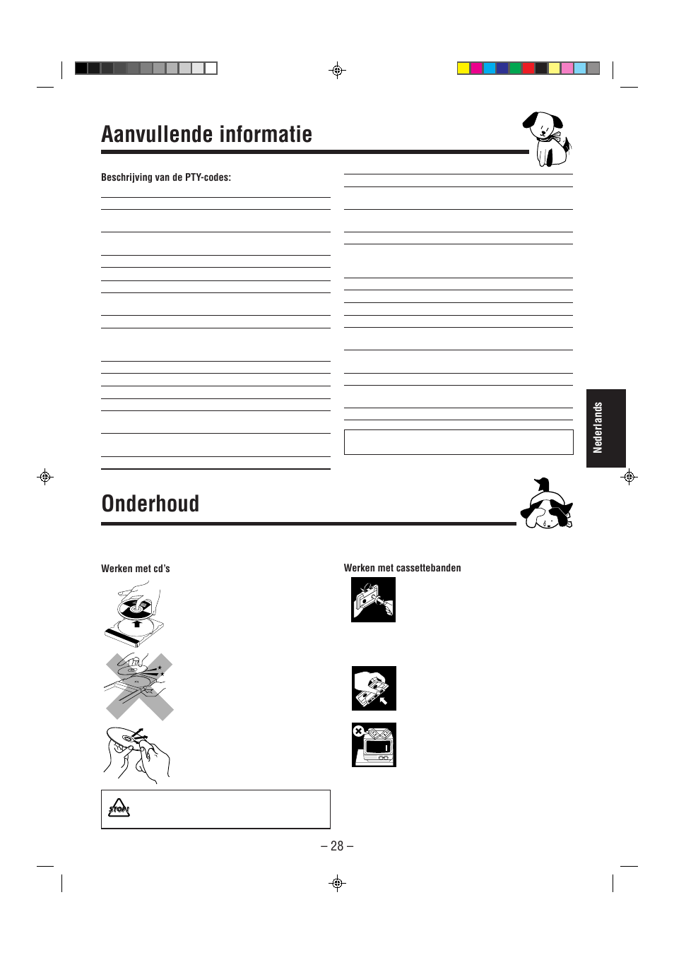 Aanvullende informatie, Onderhoud | JVC CA-MXJ850R User Manual | Page 33 / 36