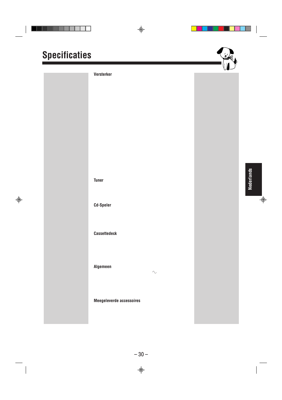 Specificaties, Nederlands | JVC CA-MXJ850R User Manual | Page 35 / 36