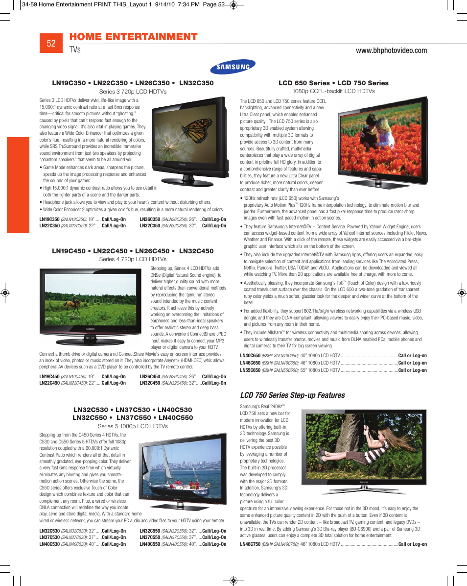 Home entertainment, Lcd 750 series step-up features | JVC DV-SP506 User Manual | Page 19 / 32