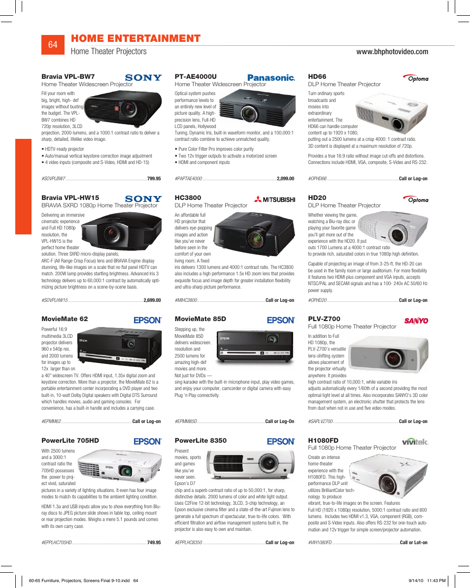 Home entertainment, Home theater projectors | JVC DV-SP506 User Manual | Page 31 / 32