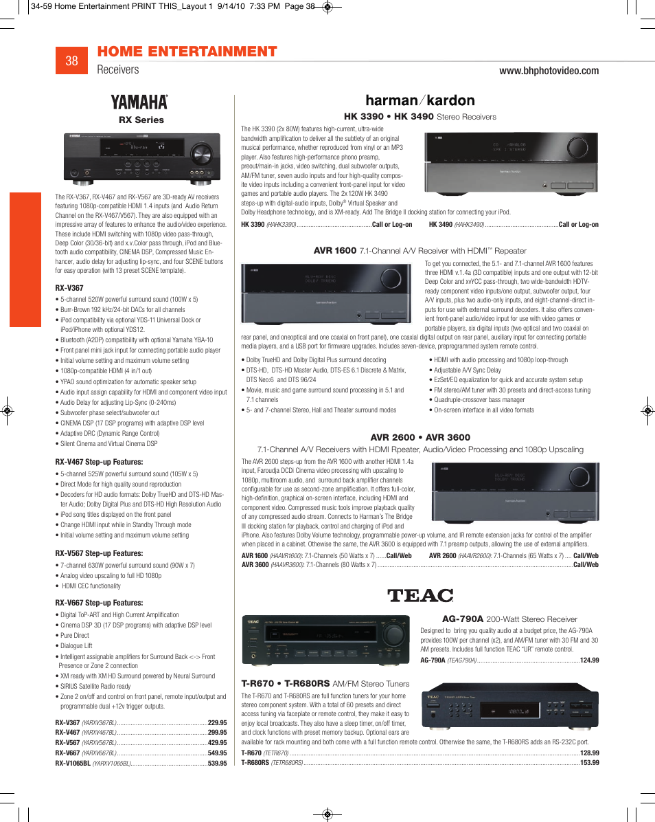 Home entertainment, Receivers | JVC DV-SP506 User Manual | Page 5 / 32