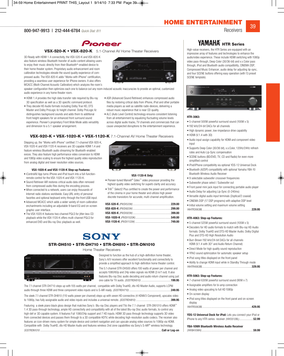Home entertainment, Receivers | JVC DV-SP506 User Manual | Page 6 / 32