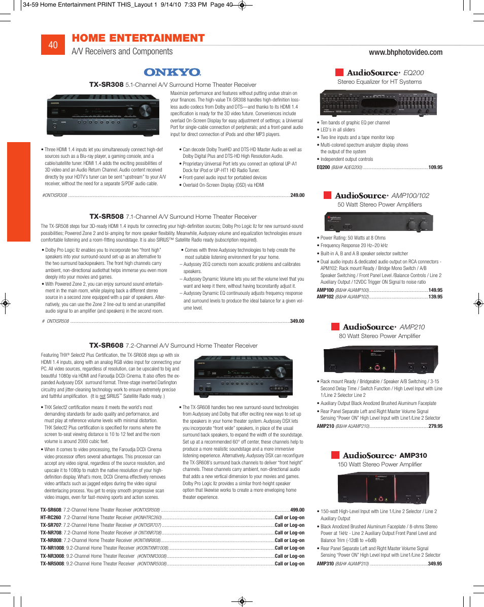 Home entertainment, A/v receivers and components | JVC DV-SP506 User Manual | Page 7 / 32