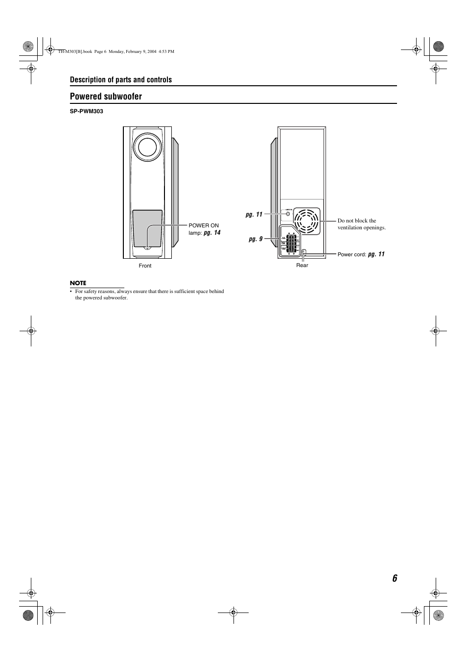 Powered subwoofer | JVC XV-THM303 User Manual | Page 9 / 47