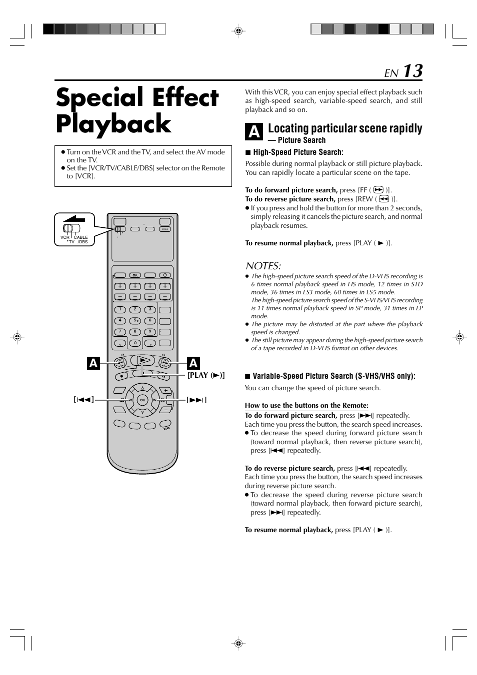 Special effect playback, Locating particular scene rapidly | JVC SR-VD400E User Manual | Page 13 / 60