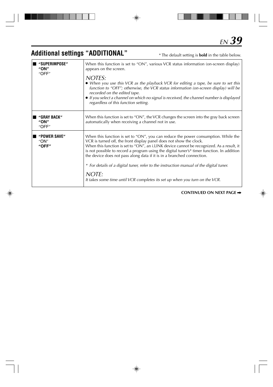 Additional settings “additional | JVC SR-VD400E User Manual | Page 39 / 60