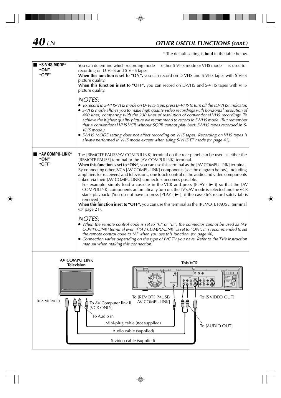 Other useful functions (cont.) | JVC SR-VD400E User Manual | Page 40 / 60