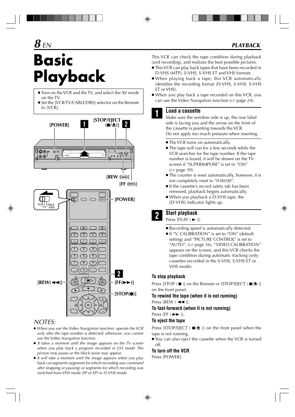 Basic playback | JVC SR-VD400E User Manual | Page 8 / 60