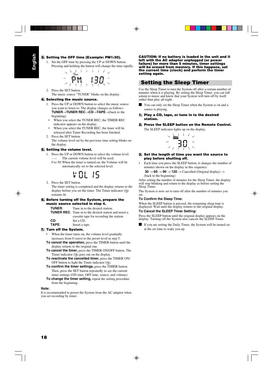 Setting the sleep timer | JVC RS-WP1WT User Manual | Page 21 / 25