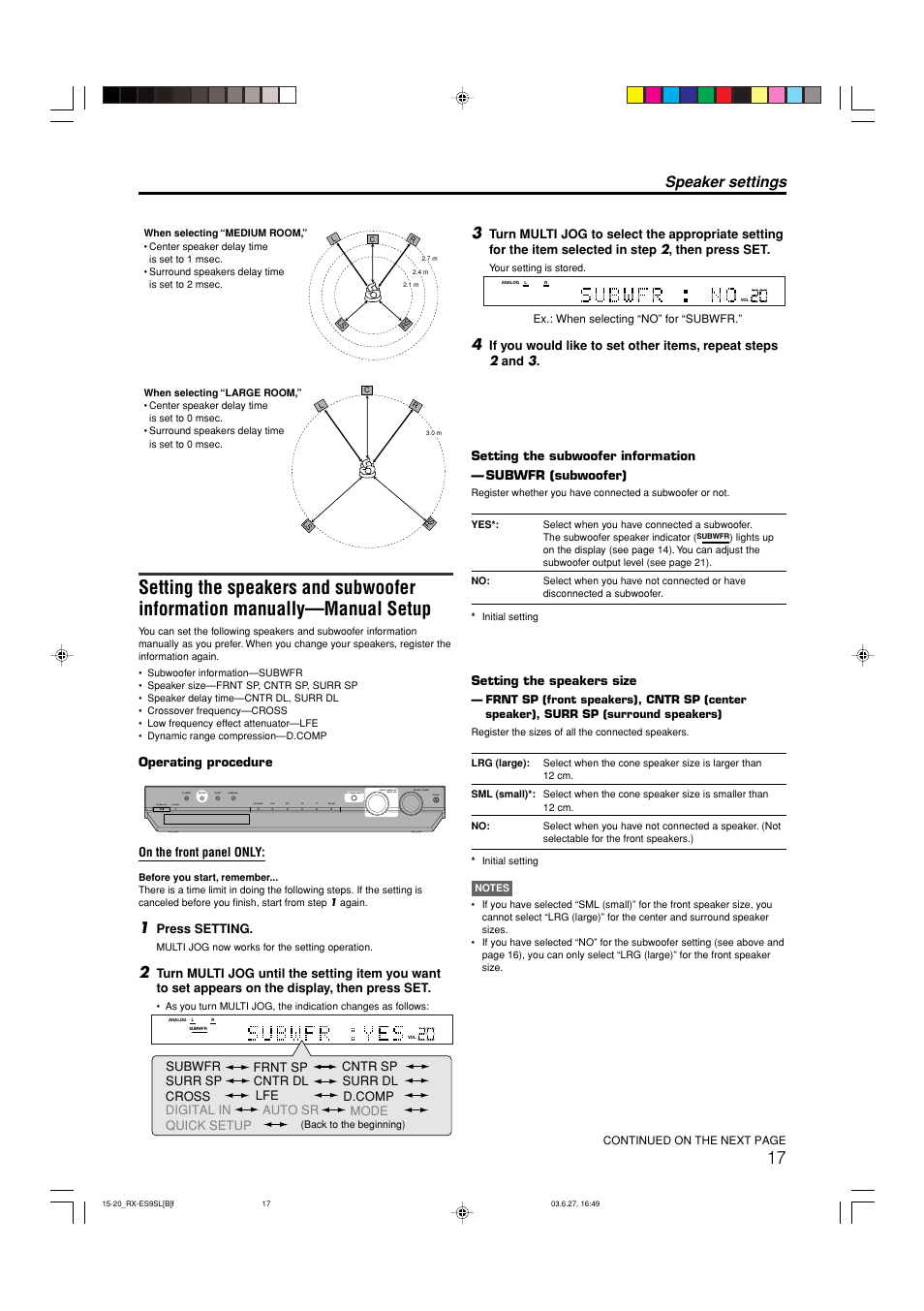 Speaker settings | JVC LVT1112-001A User Manual | Page 21 / 45