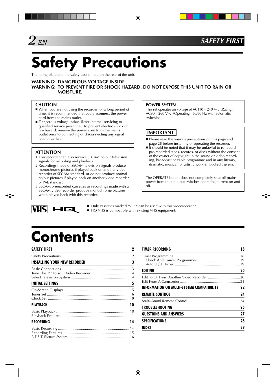 JVC HR-J239EE User Manual | Page 2 / 32