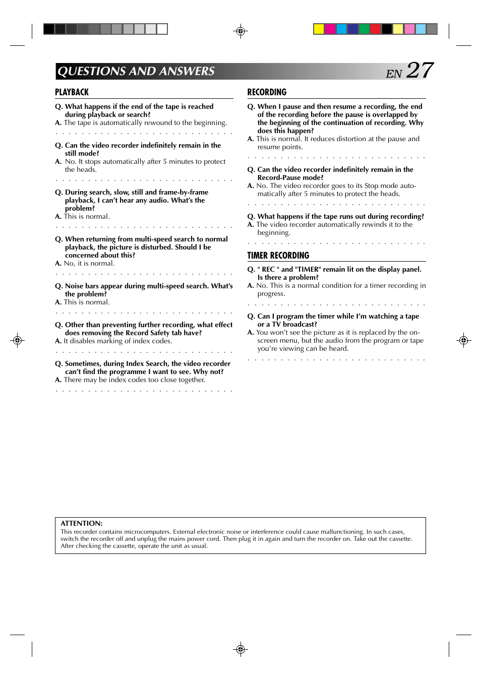 Questions and answers | JVC HR-J239EE User Manual | Page 27 / 32