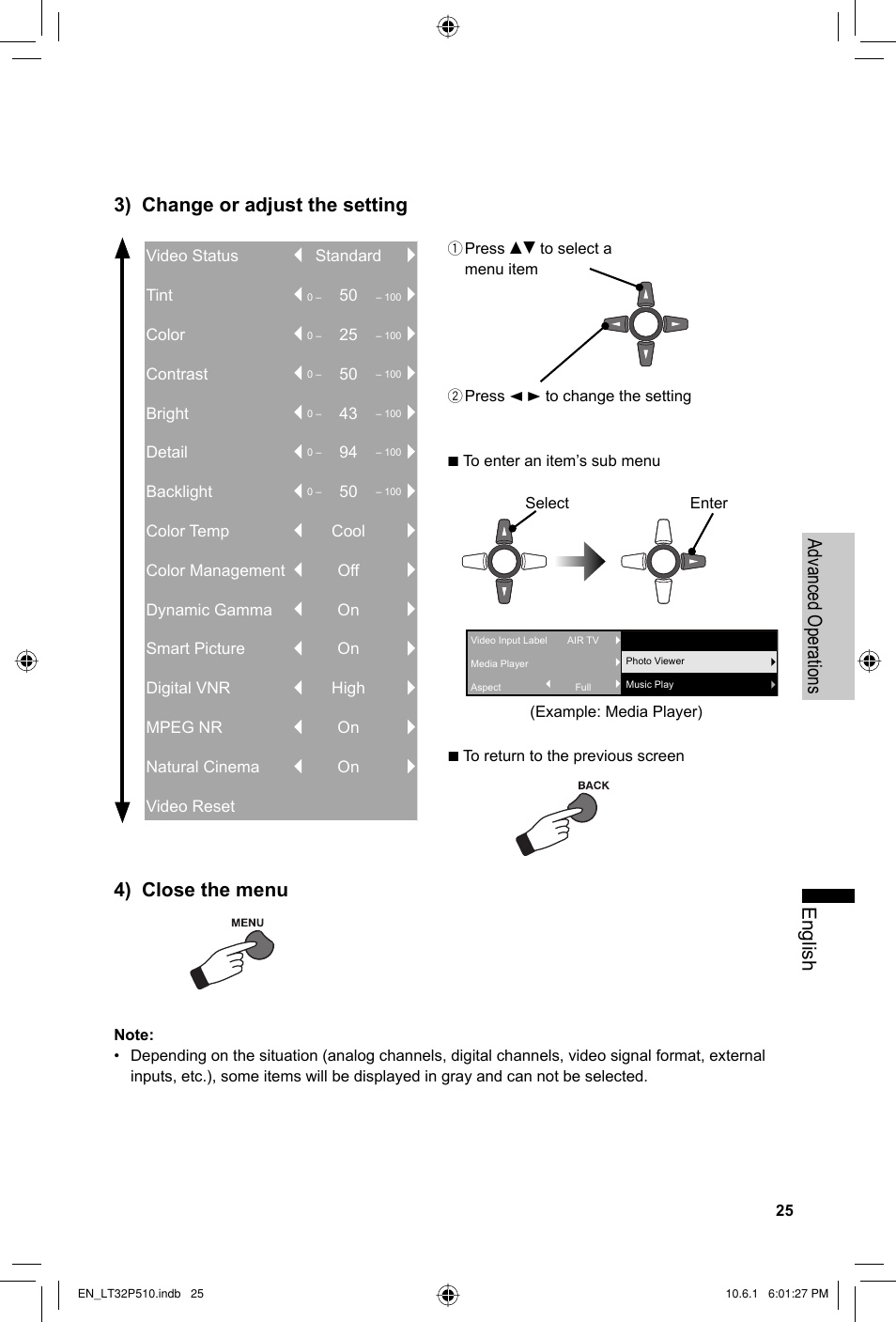 4) close the menu | JVC 0610TMH-MW-ST User Manual | Page 25 / 64
