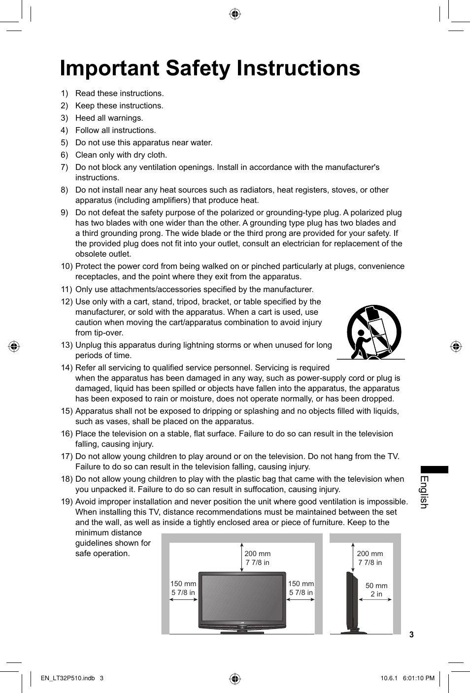 Important safety instructions, English | JVC 0610TMH-MW-ST User Manual | Page 3 / 64