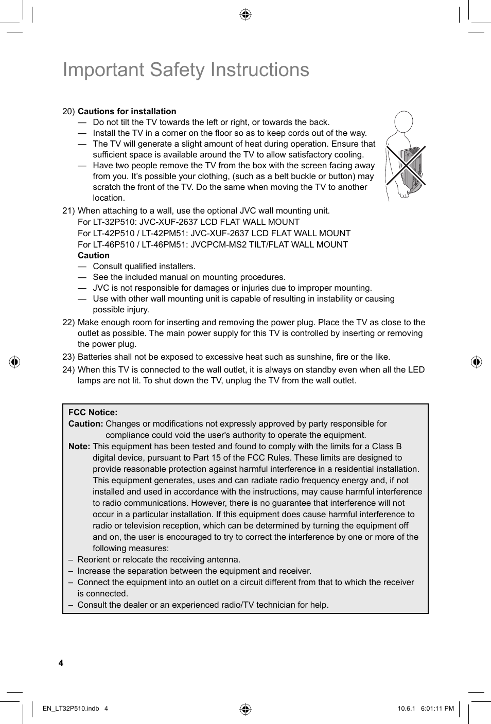 Important safety instructions | JVC 0610TMH-MW-ST User Manual | Page 4 / 64