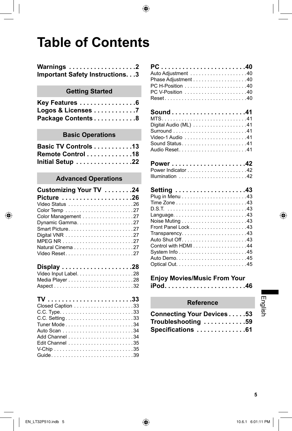 JVC 0610TMH-MW-ST User Manual | Page 5 / 64
