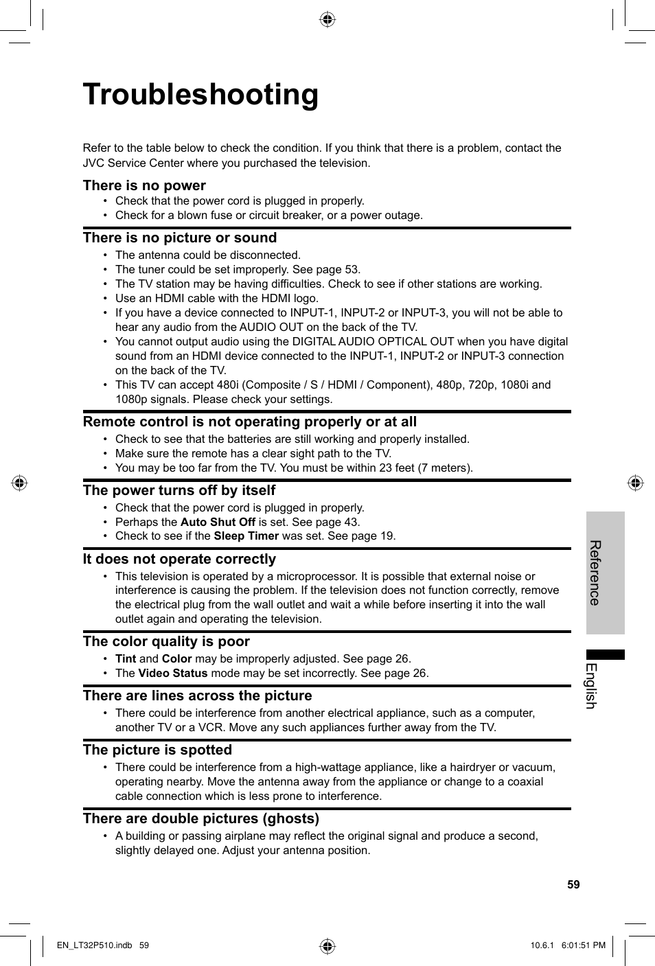 Troubleshooting | JVC 0610TMH-MW-ST User Manual | Page 59 / 64