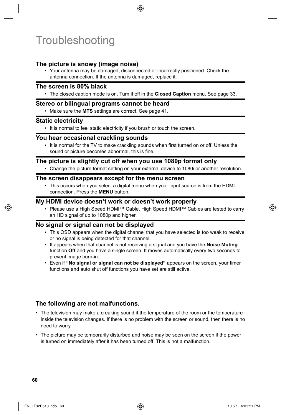 Troubleshooting | JVC 0610TMH-MW-ST User Manual | Page 60 / 64
