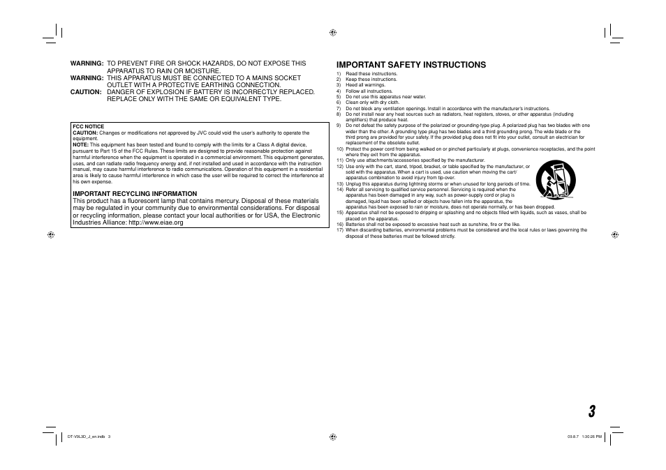 Important safety instructions | JVC DT-V9L3D User Manual | Page 25 / 46