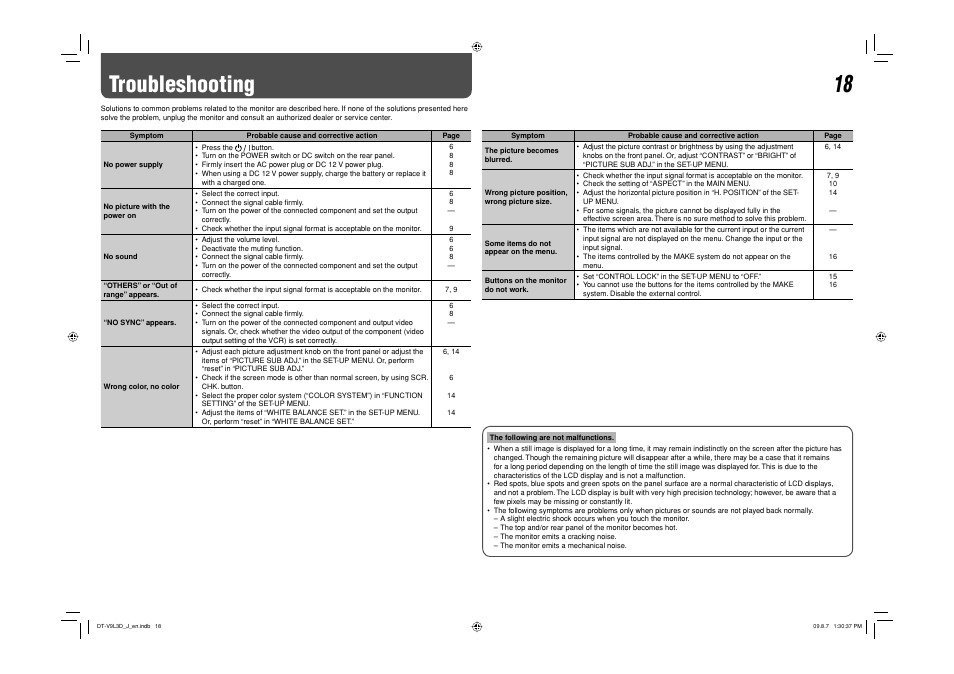 Troubleshooting | JVC DT-V9L3D User Manual | Page 40 / 46