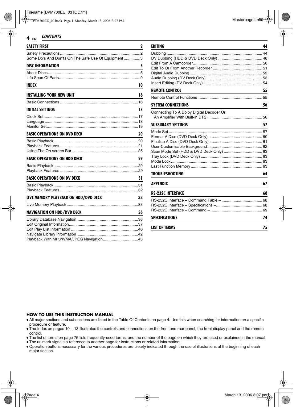 JVC SR-DVM700E User Manual | Page 4 / 76