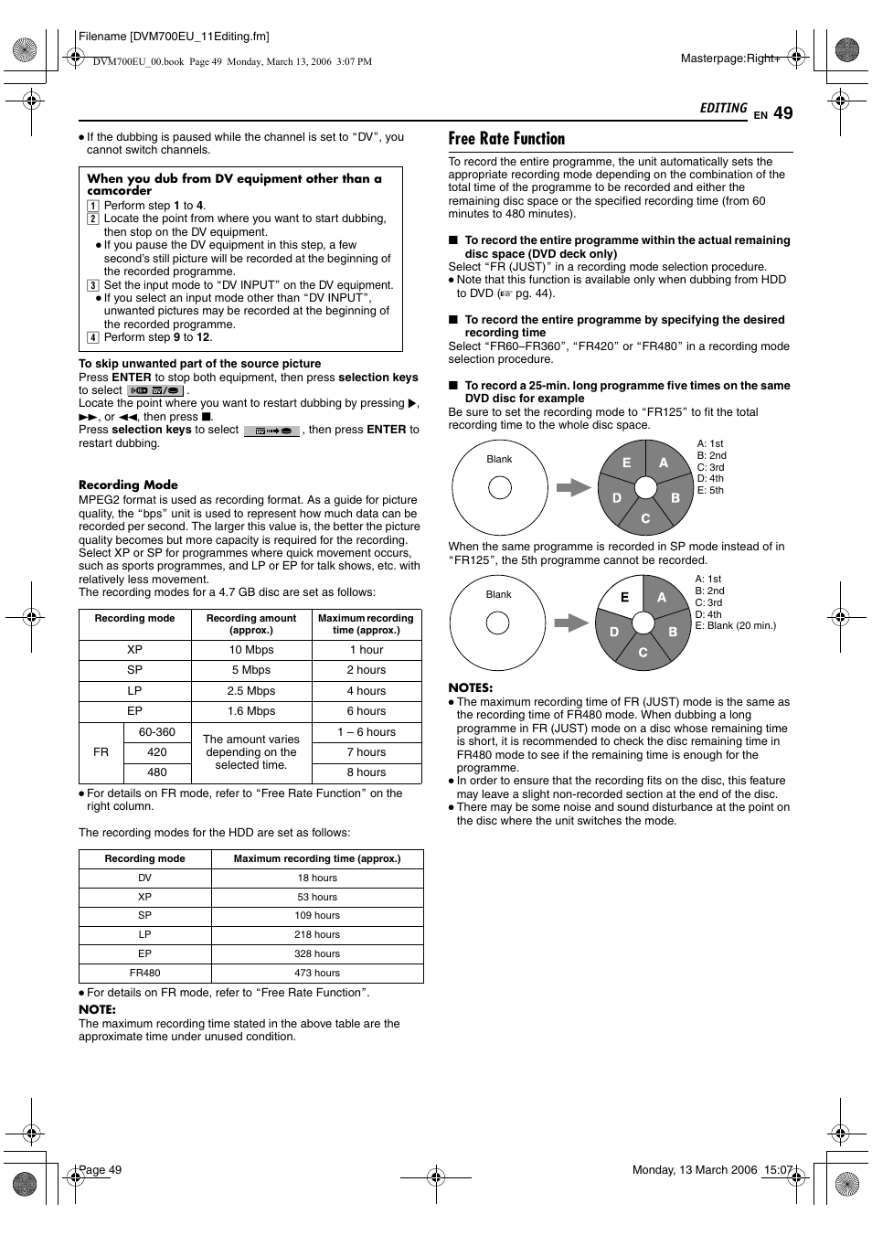 Free rate function | JVC SR-DVM700E User Manual | Page 49 / 76