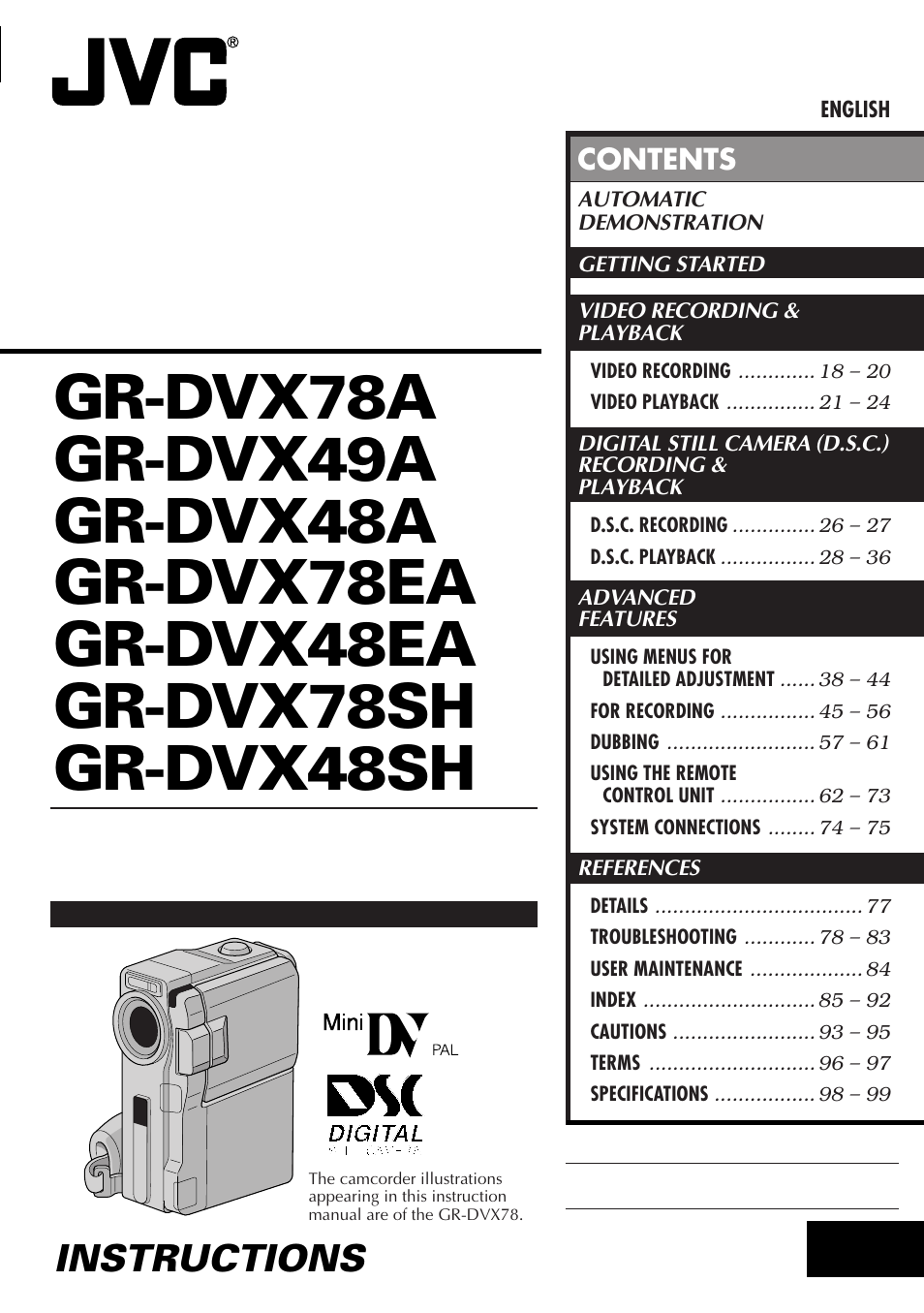 JVC GR-DVX48A User Manual | 100 pages