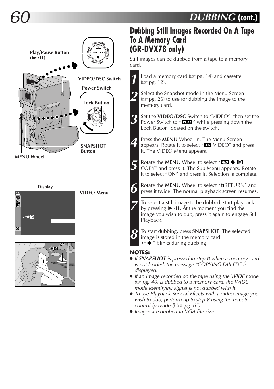 Dubbing, Cont.) | JVC GR-DVX48A User Manual | Page 60 / 100