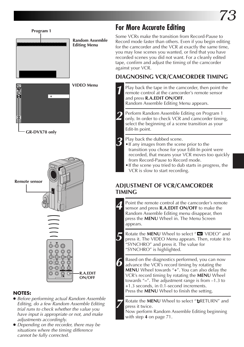 For more accurate editing | JVC GR-DVX48A User Manual | Page 73 / 100