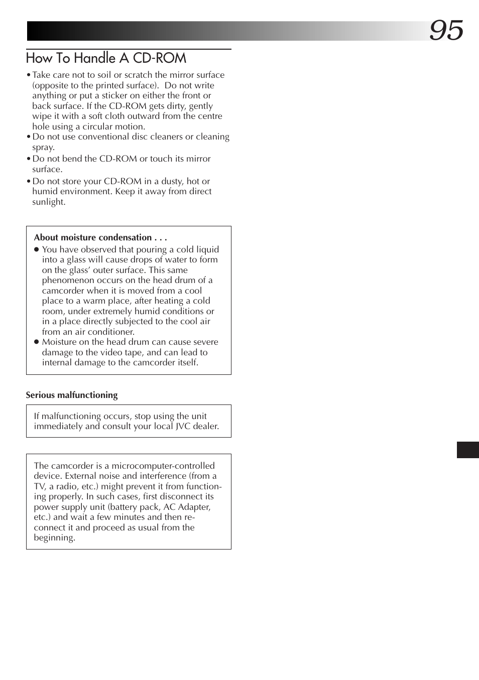 How to handle a cd-rom | JVC GR-DVX48A User Manual | Page 95 / 100