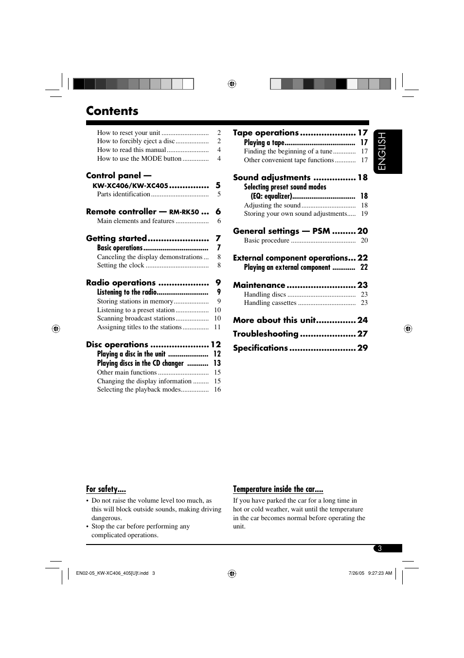 JVC W-XC406 User Manual | Page 3 / 66