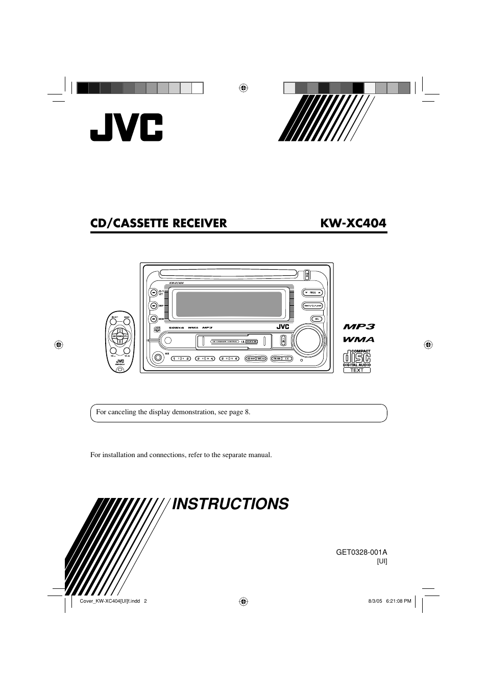 Kw-xc404 instructions, Instructions, Cd/cassette receiver kw-xc404 | JVC W-XC406 User Manual | Page 35 / 66